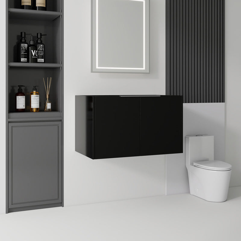Floating Bathroom Vanity Cabinet With Soft Close Double Doors, Spacious Interior Storage, Wall Mounted, Cabinet Only
