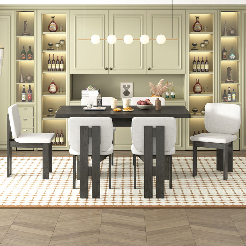 Dining Table Set For 6 With Upholstered Chairs