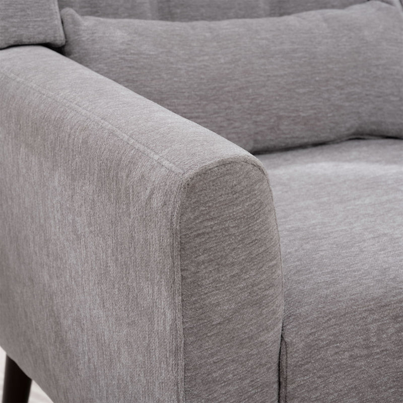 Modern Accent Chair, Arm Chairs For Living Room, Upholstered Mordern Armchair, Comfy Soft Padded Lounge Chair In Small Space, Bedroom, With Pillow, Solid Wood Leg