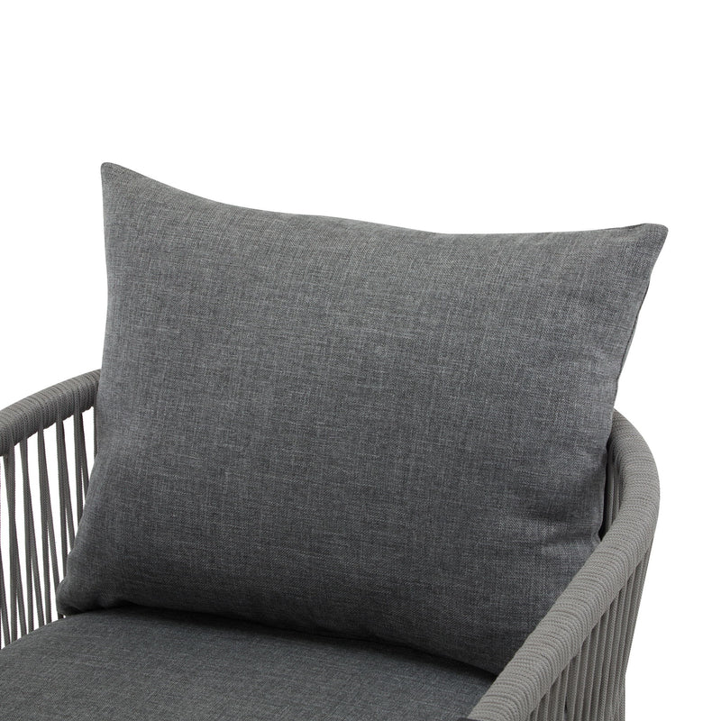 Modern Curved Aluminum Lounge Chair With Stylish Rope Weave Design And Cushioned Comfort For Outdoor