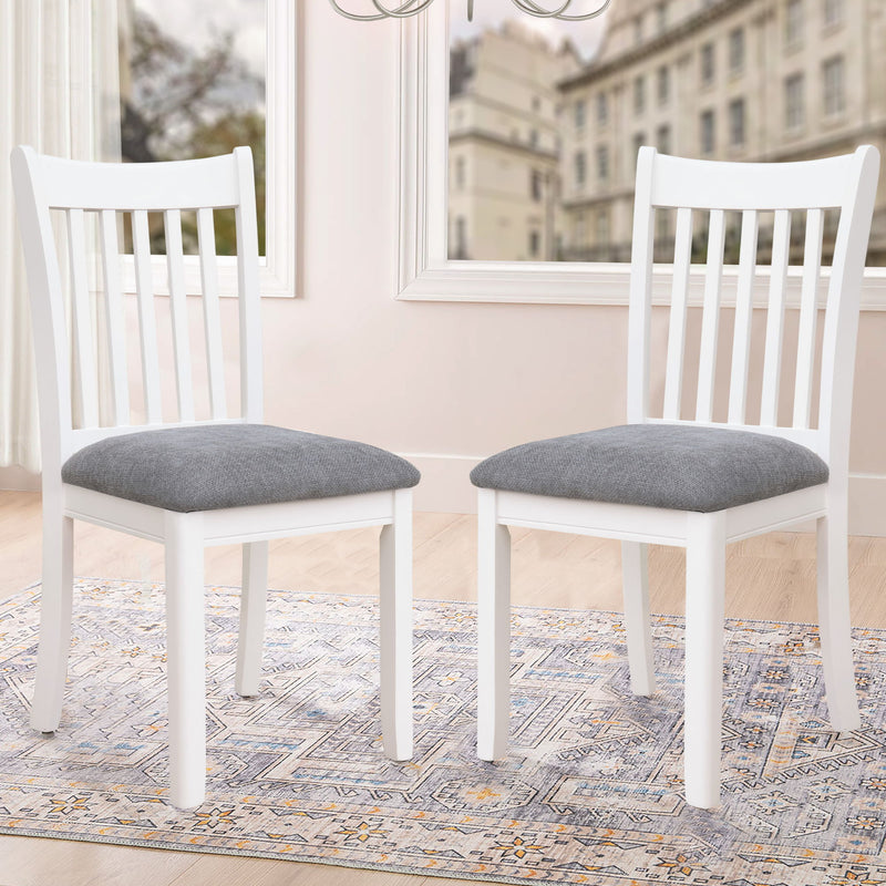 Modern Dining Chair, Wooden Back, Cushion Seats (Set of 2)