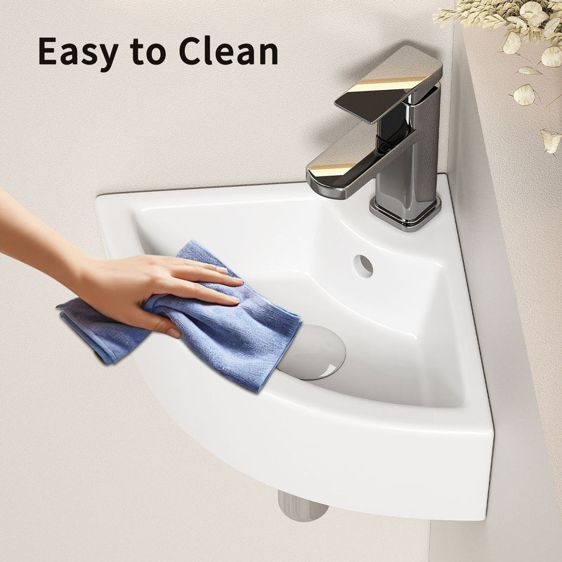 Triangle Corner Sink For Bathroom - Milk White