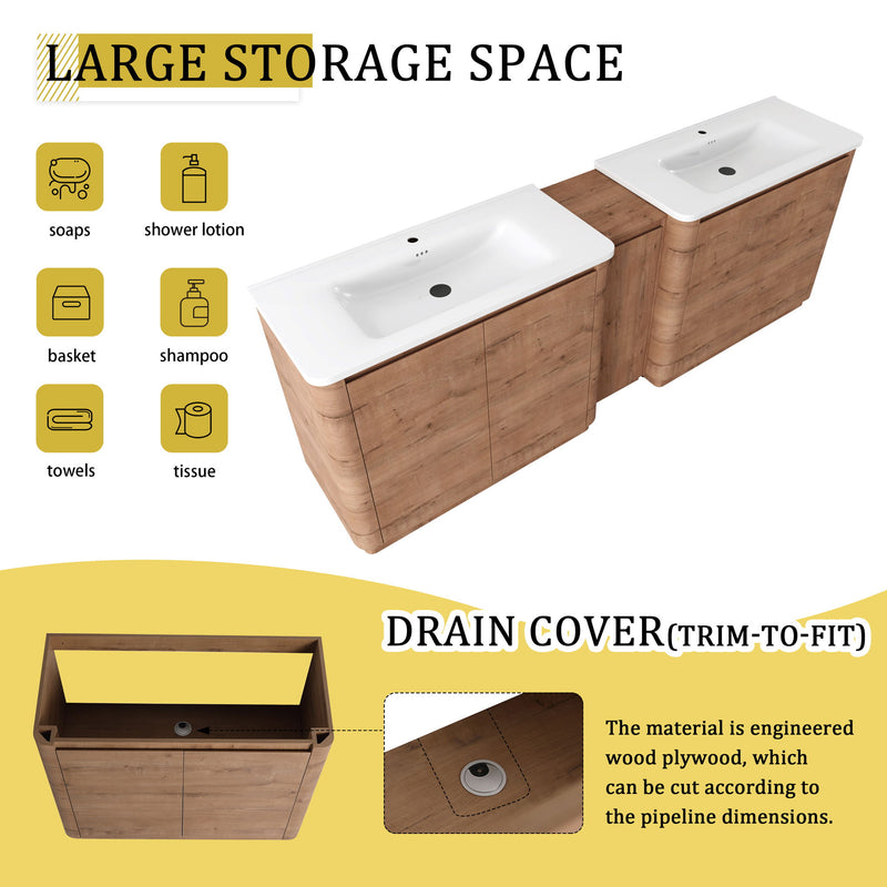 Soft Close Door Freestanding Bathroom Vanity With Sink, 1 Small Storage Cabinet