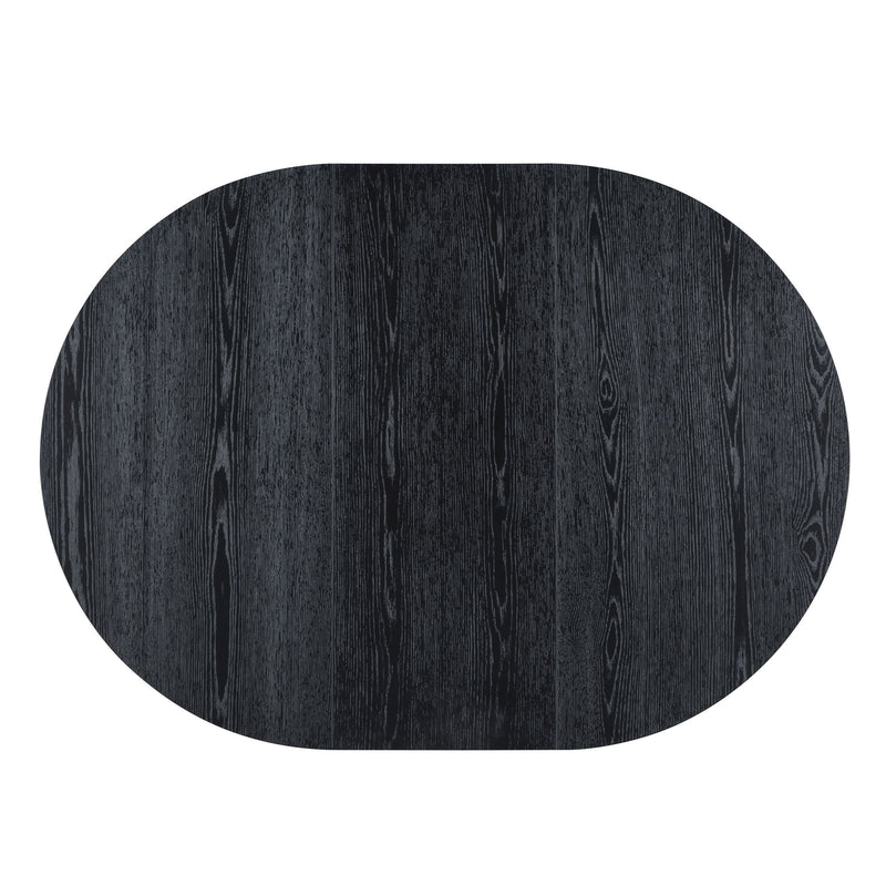 5 Piece Dining Set Extendable Round Table And 4 Chairs - Black / Oak