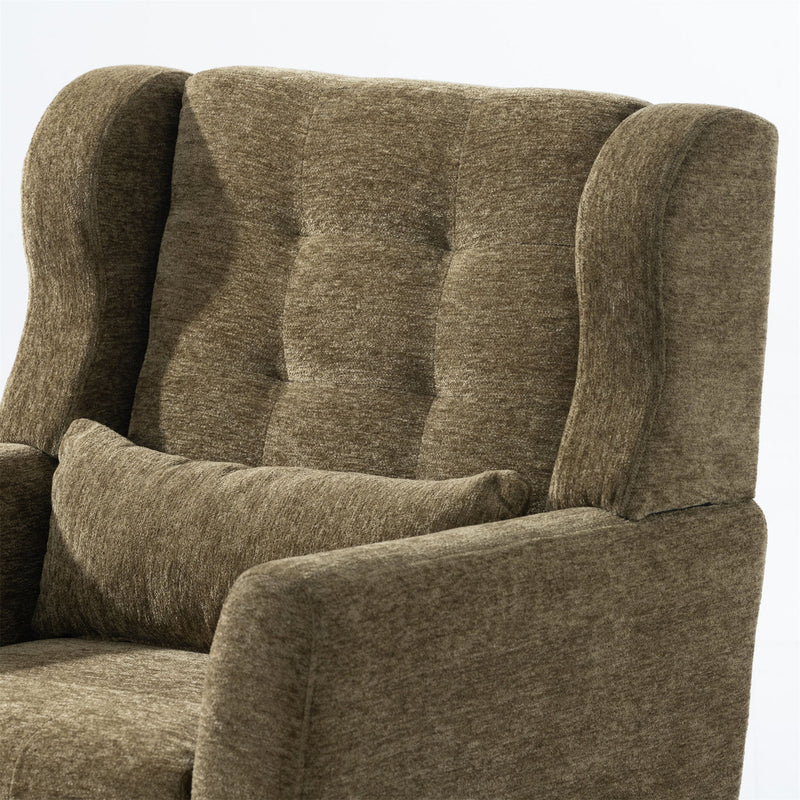 Modern Accent Chair, Arm Chairs For Living Room, Upholstered Mordern Armchair, Comfy Soft Padded Lounge Chair In Small Space, Bedroom, With Pillow, Solid Wood Leg