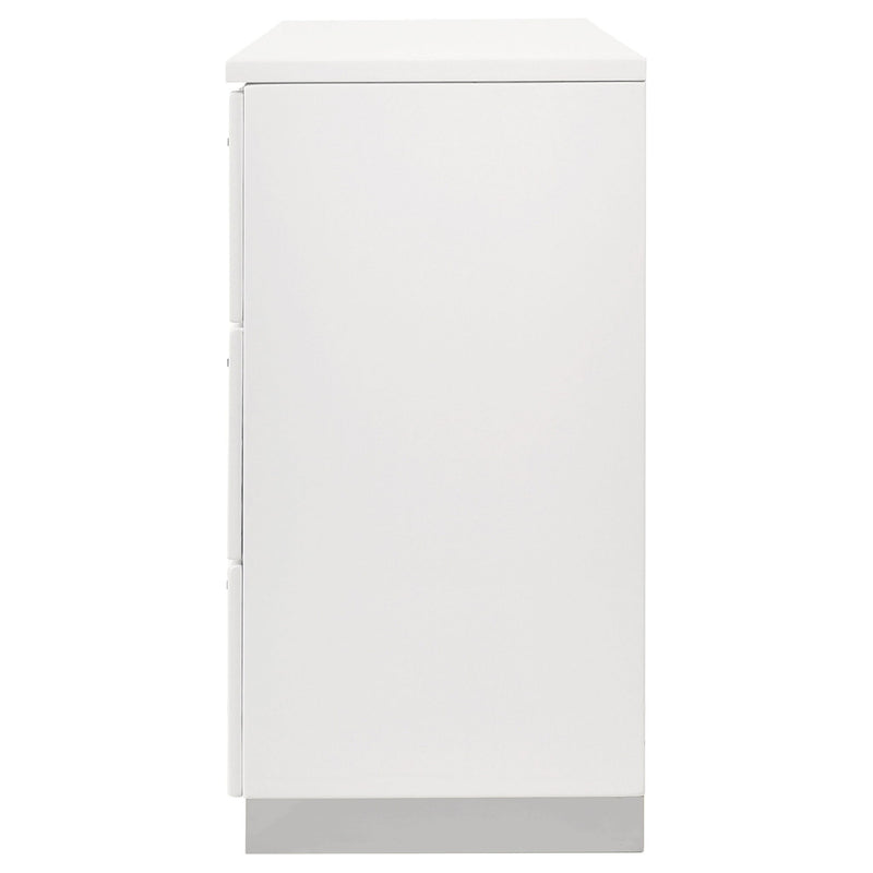 Dulcey - 6 Drawer Dresser With Accents, Bedroom Storage - Gloss White