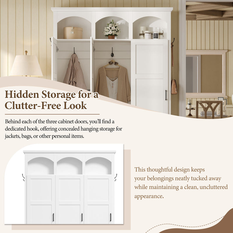 Classic Arched Design Hall Tree With 3 Hidden Storage