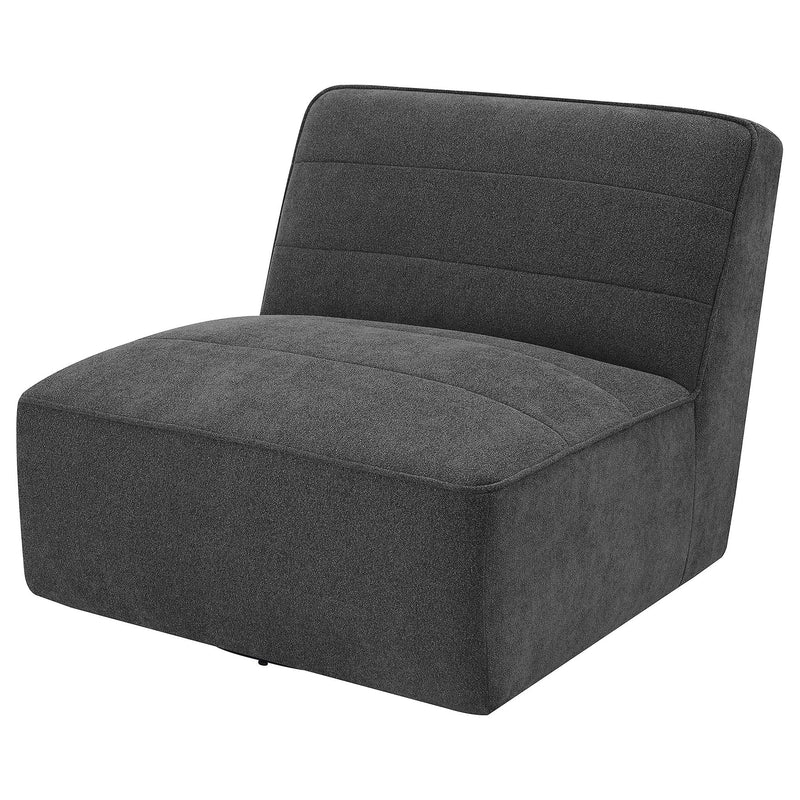 Manhattan - Swivel Tufted Chair Armless Accent Chair, 360 Degree Swivel Base - Charcoal