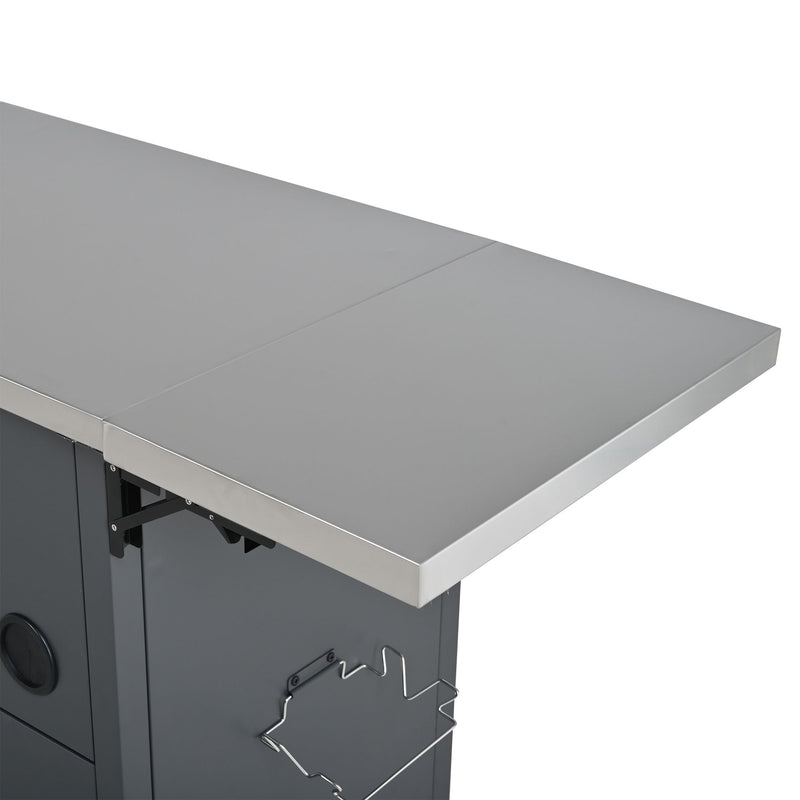 Foldable Outdoor Prep Station BBQ Cart With Trash Rack