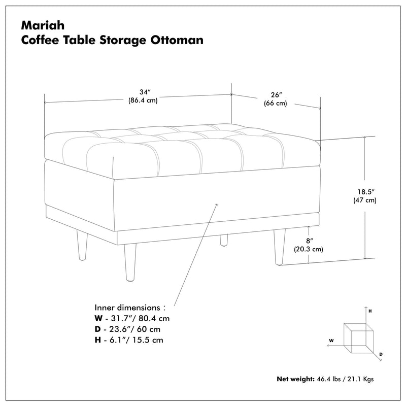 Mariah - Upholstered Lift Top Table Storage Ottoman
