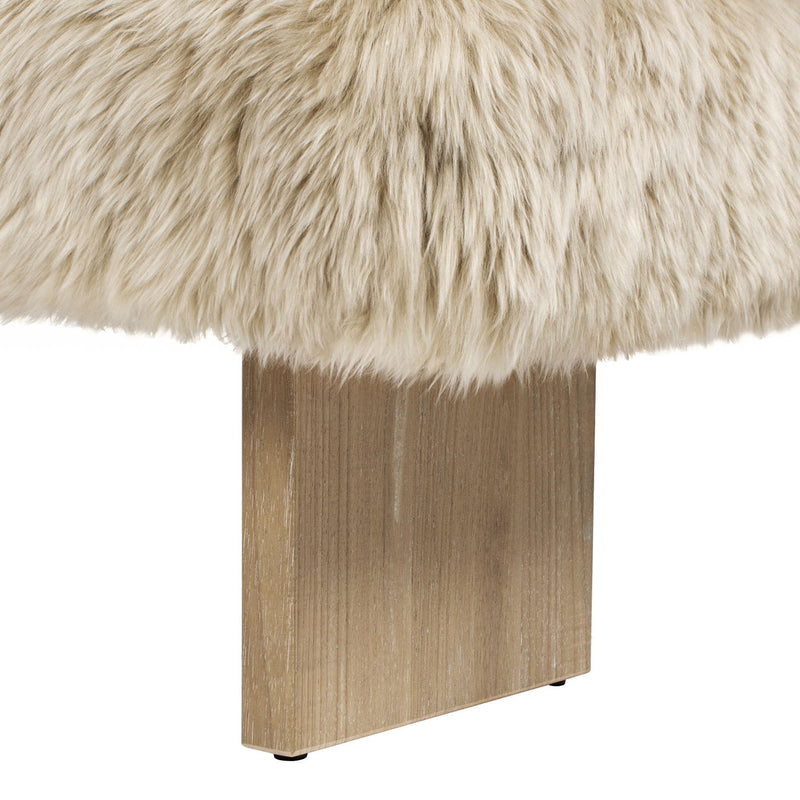 Leda - Sheepskin Fur Rectangular Accent Bench - Natural Blonde