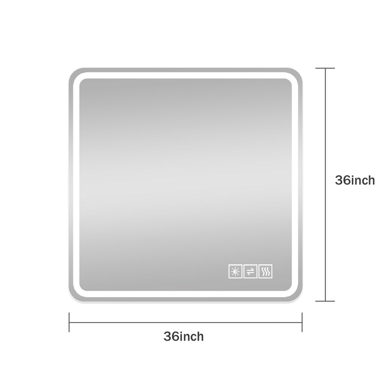 LED Bathroom Mirror, Anti Explosion Glass, Rust Resistant, Anti Fog, Tri Color