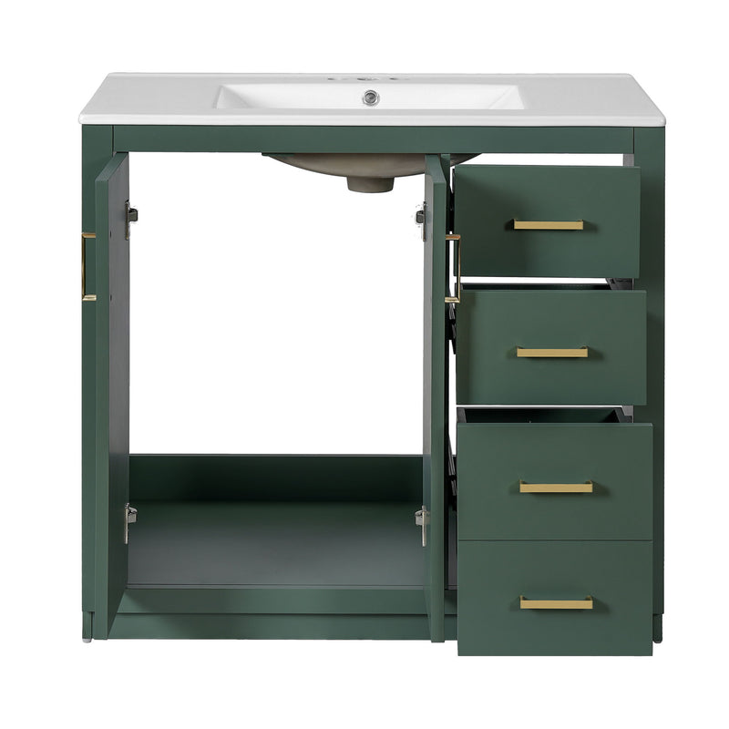 Bathroom Vanity With Sink Combo, Storage Cabinet, Freestanding Set With 3 Drawers & Soft Closing Doors
