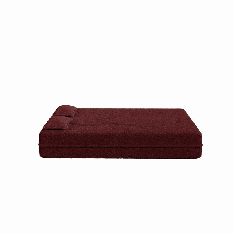 Modern Floor Sofa, With 2 Pillows, Convertible Teddy Fabric Foam Filled Bed