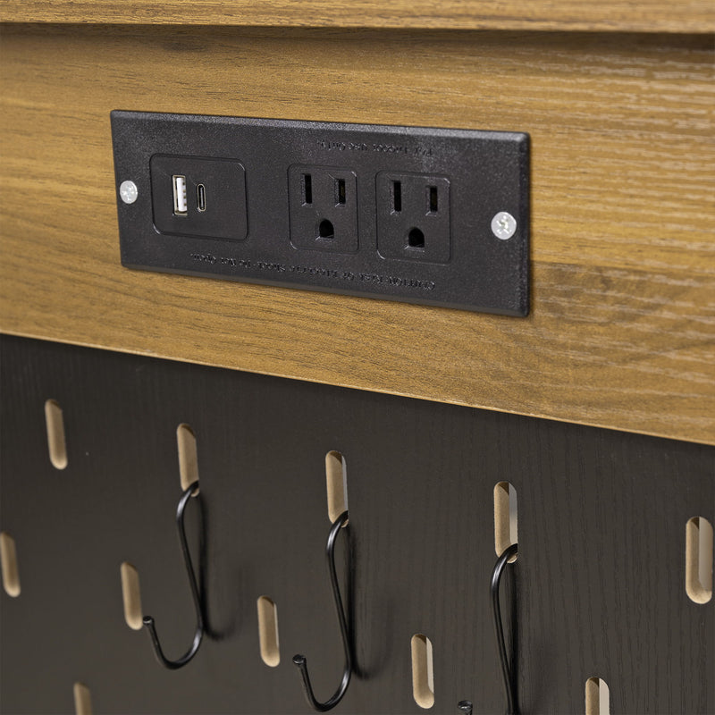 Modern Fluted Office Desk With Storage Cabinet