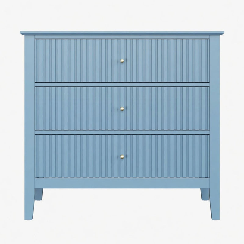 Fluted 3 Drawer Nightstand With Soft Close Slides