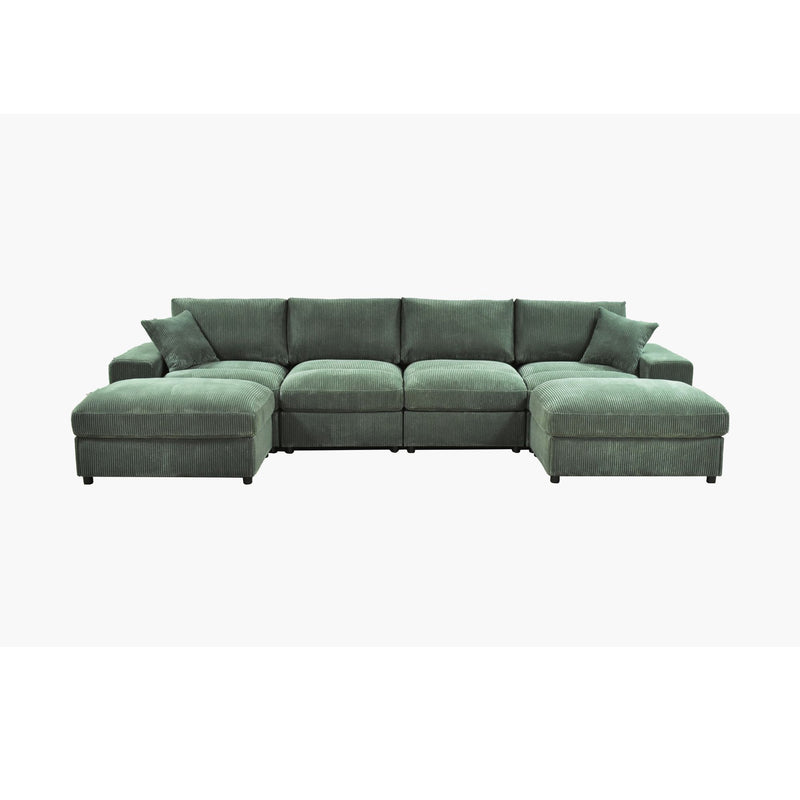 Sectional Sofa With 2 Ottomans And Toss Pillows