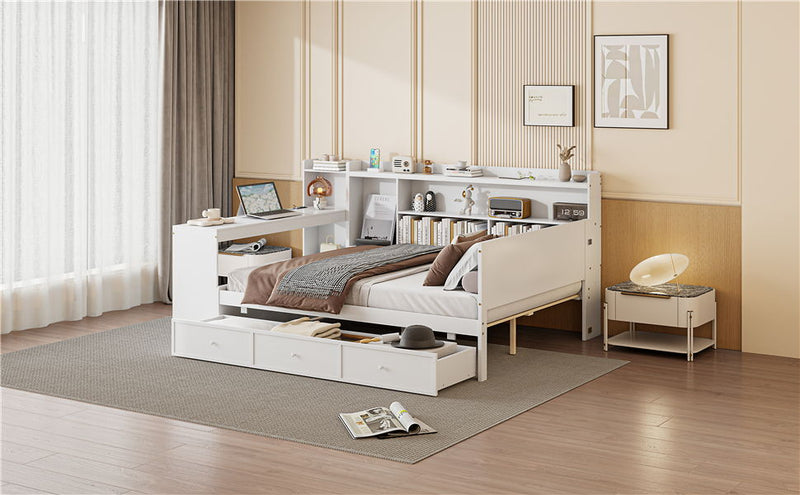 Daybed With 3 Drawers USB Ports And Desk