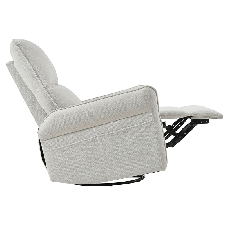 360° Swivel Rocker Recliner Chair, Swive Nursery Rocking Chair With Pull Ring, Glide Chair For Livin Room - Gray