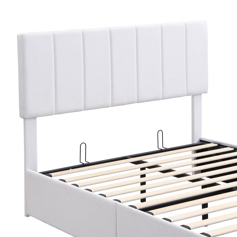 Elegant Upholstered Platform Bed With Hydraulic Storage System