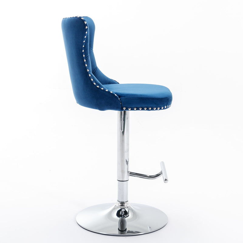 Swivel Barstools Adjusatble Seat Height From 25-33", Modern Upholstered Base Bar Stools With Backs Comfortable Tufted For Home Pub And Kitchen Island (Set of 2)