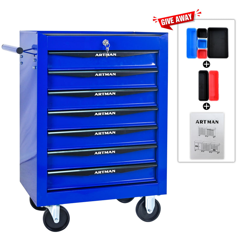 Rolling Metal Tool Chest With Drawers, Steel Storage Cabinet With Ball Bearing Slides