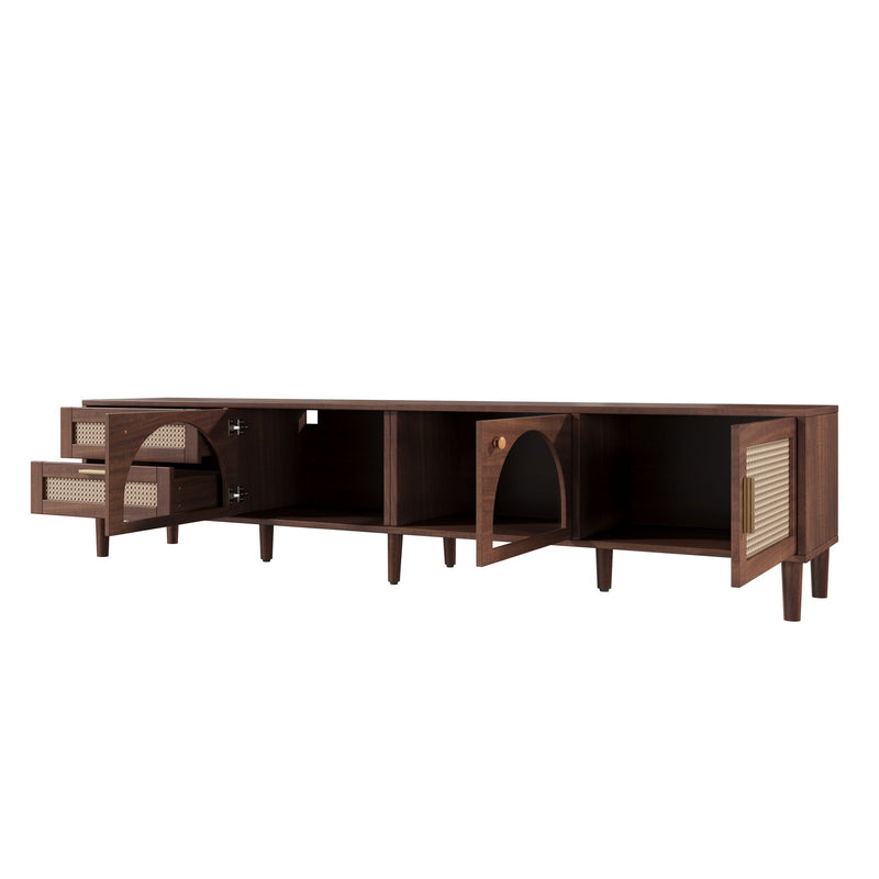 TV Stand With App-Controlled LED Lights, 2 Drawers & Door Storage