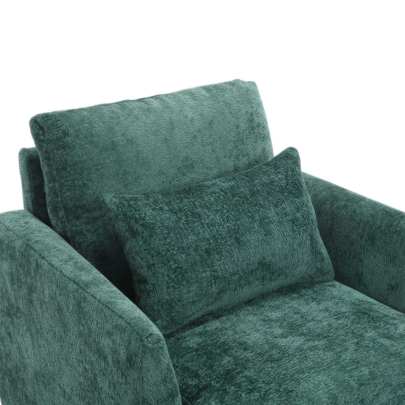 Modern Mid Century Wood Frame Armchair With Tufted Design