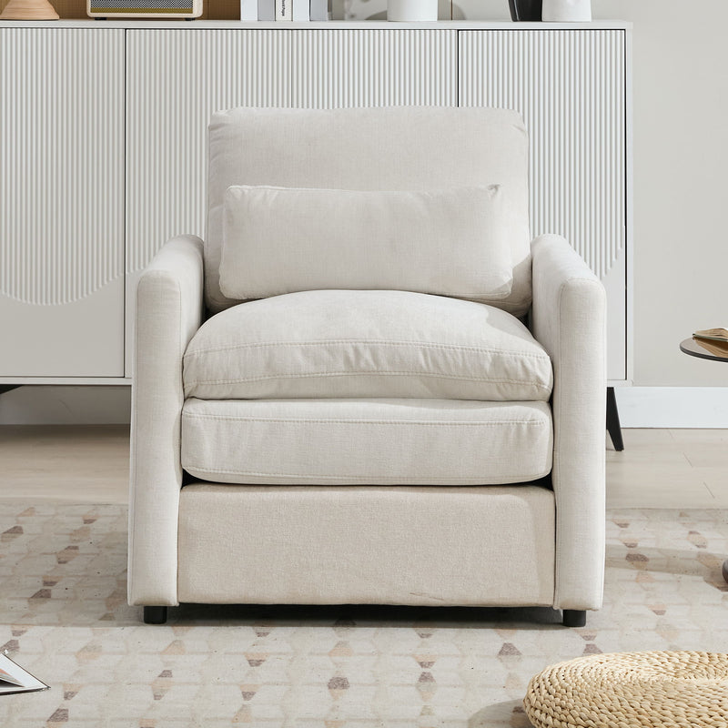 Cozy Upholstered Cushion Armchair For Living Room