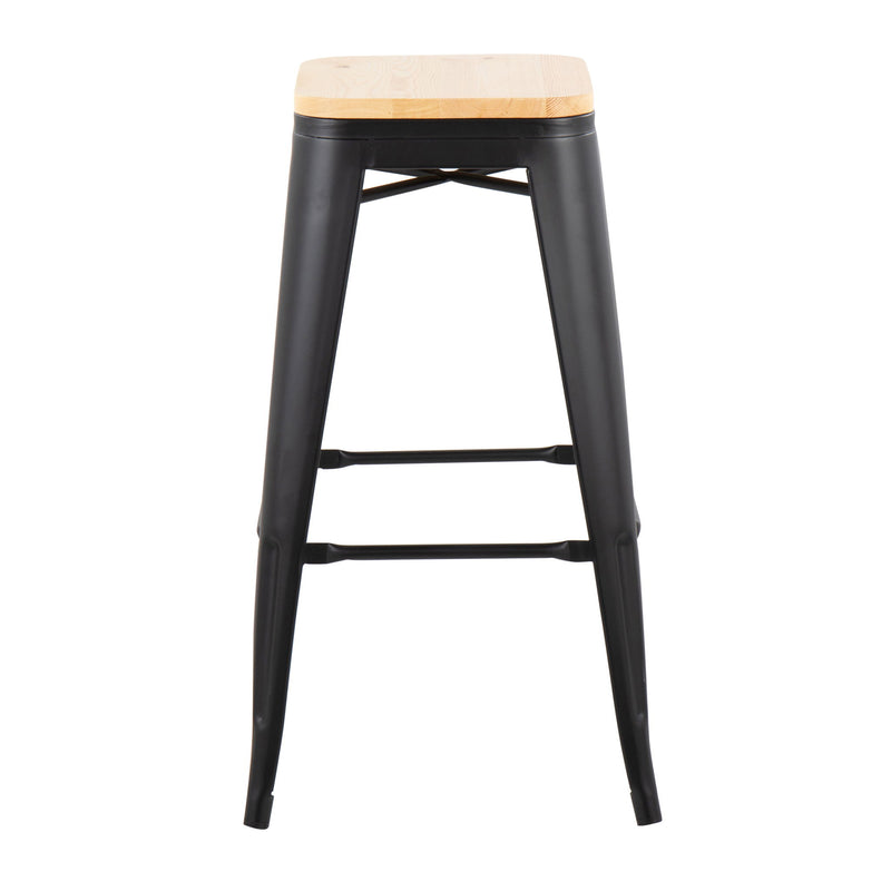 Oregon - Contemporary Barstool (Set of 2) - Black / Natural