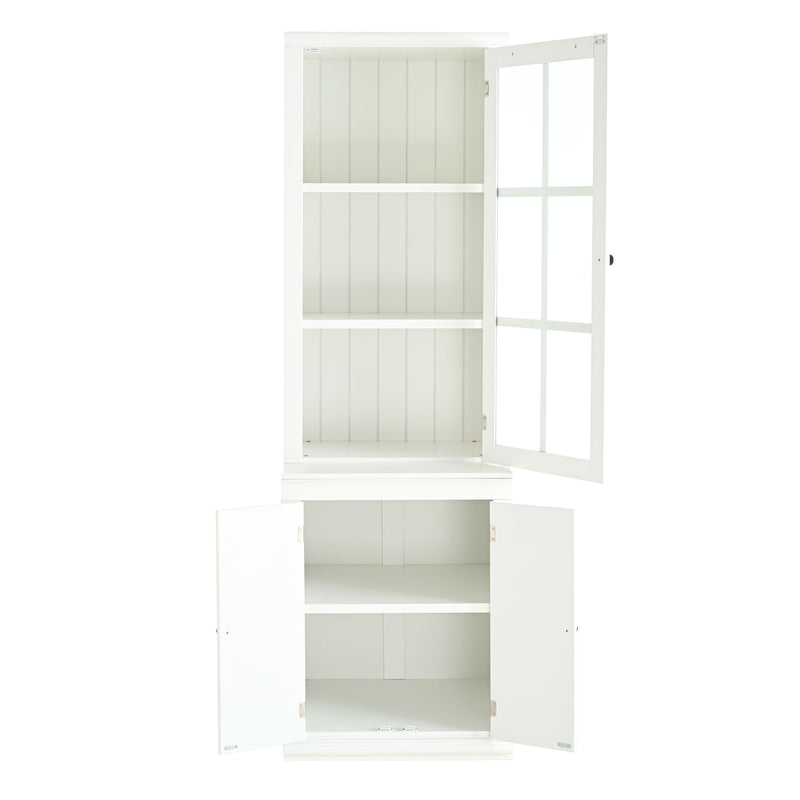 Retro Style Hutch Cabinet With Glass Door, China Cabinet For Home