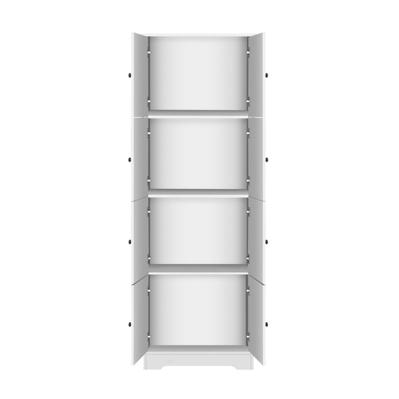 Tall Storage Cabinet With 8 Doors And 4 Shelves, Wall Storage Cabinet For Living Room, Kitchen, Office, Bedroom, Bathroom