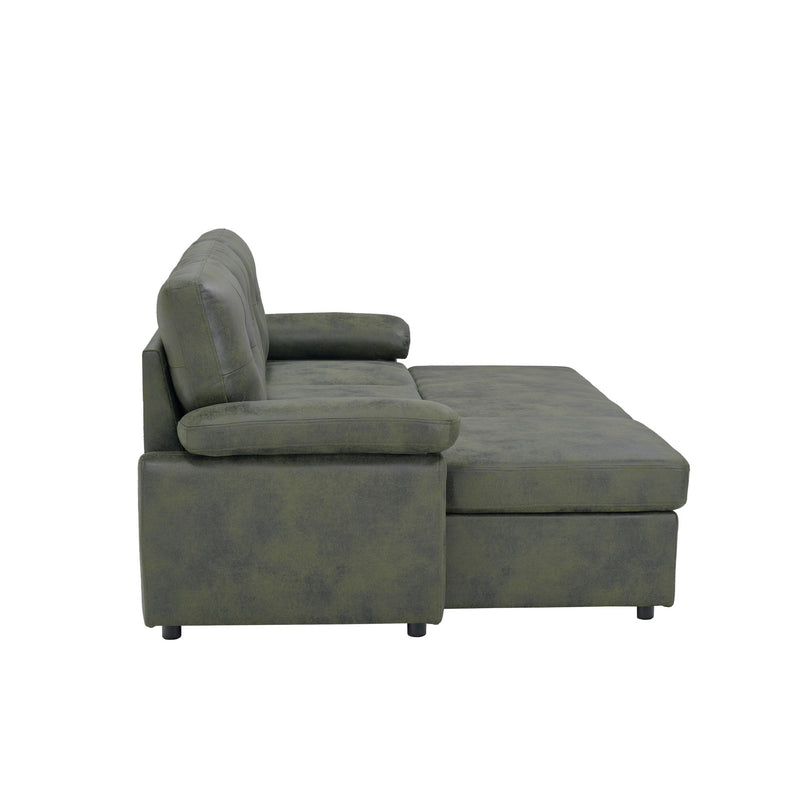 Convertible L - Sectional Sofa Bed With Storage Chaise And Padded Armrests