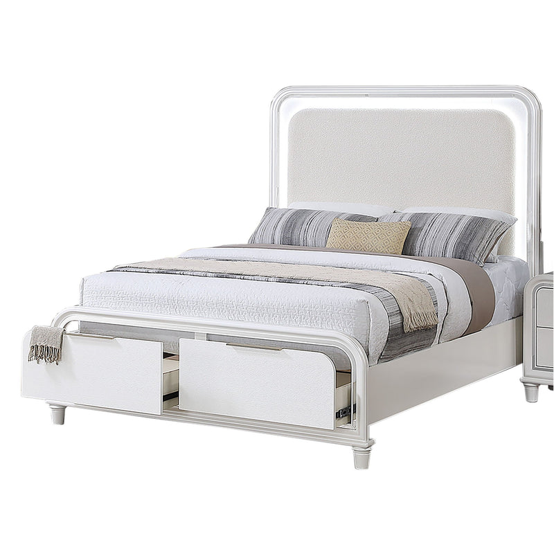 Bed With LED Lights Panel Headboard And Footboard Frame