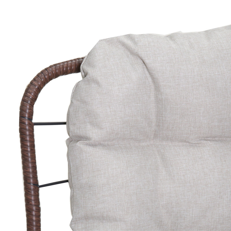 Patio Loveseat Sofa With Extra Thick Tufted Cushion - Brown