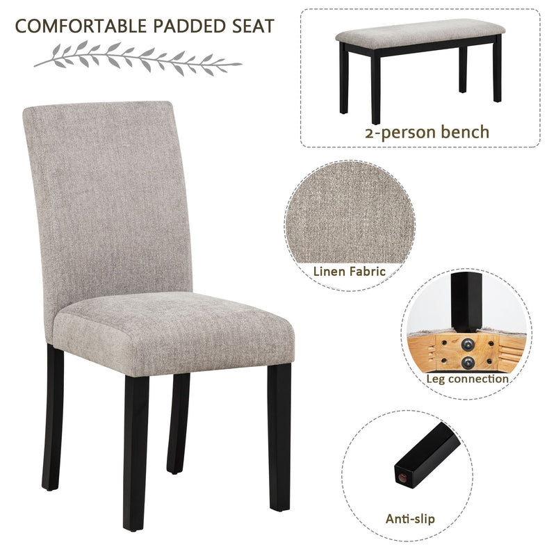 Modern 4 Person Dining Table Set With 4 Chairs
