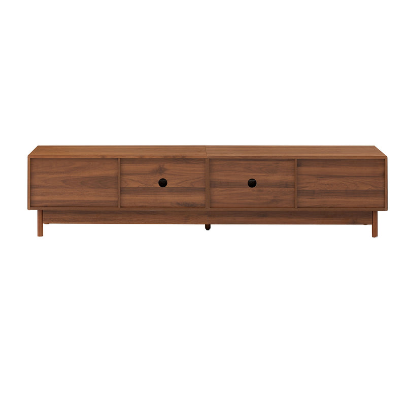 TV Stand, Entertainment Center With Fluted Drawers For Living Room - Walnut