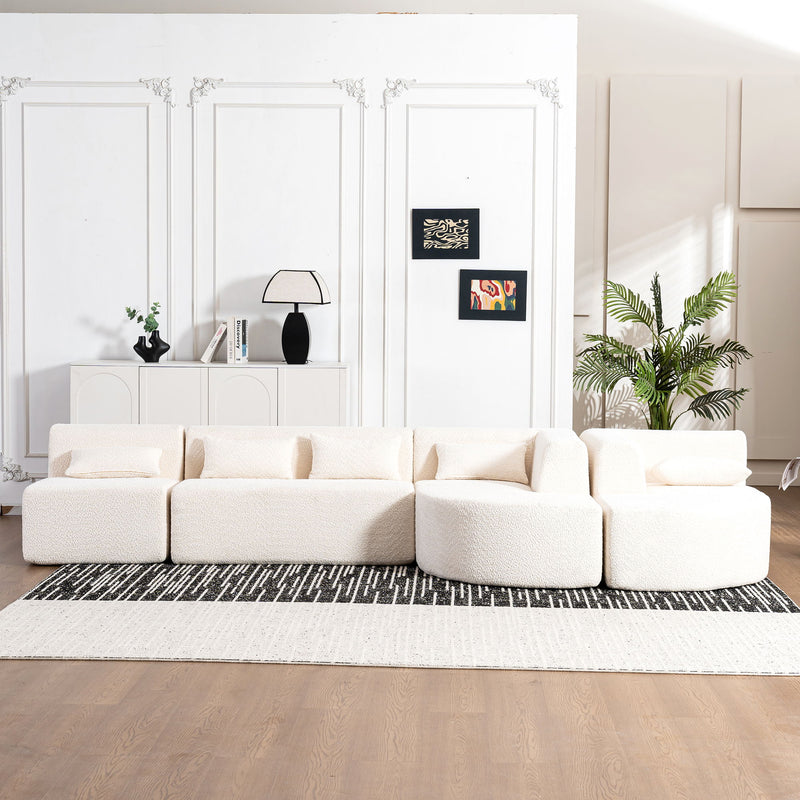 Upholstered Sofa Free Combined Sofa Couch With 2 Chaise Lounge And Five Back Pillows For Living Room