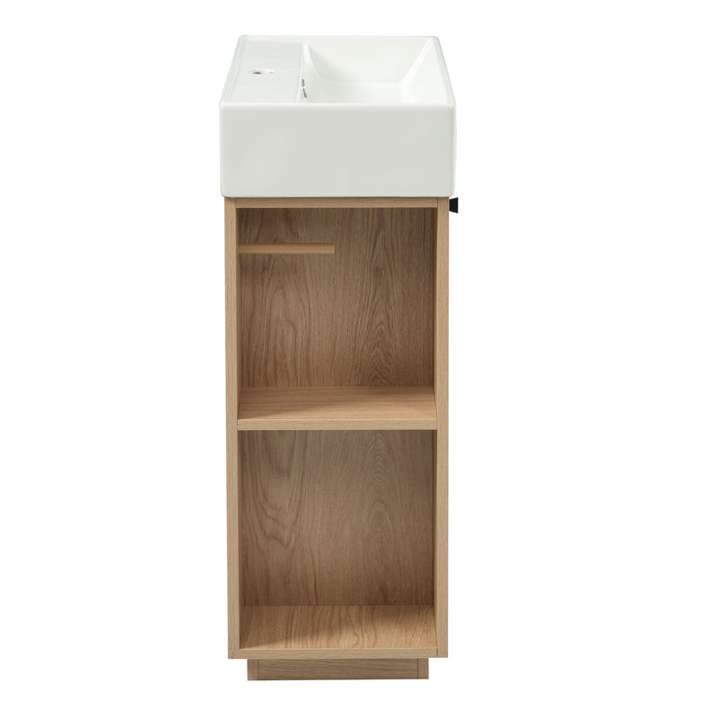 Bathroom Vanity With Sink, Freestanding Wood Grain Cabinet With Storage