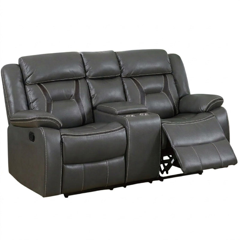 Modern Reclining Loveseat With Console, Cup Holders, Storage