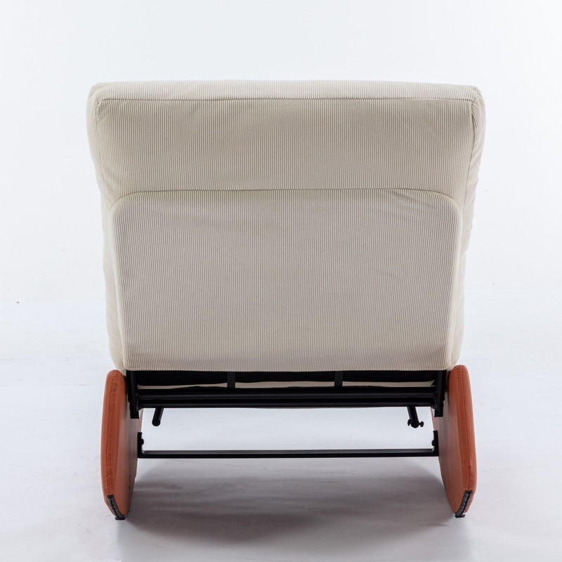 Modern Rocking Chair Recliner, Comfy Rocker Nursery Chair With Footrest, Accent Reading Chair, Upholstered Lounge Chair For Relaxing, Resting, Soft Padded Rocker For Indoor Living Room Bedroom - Orange