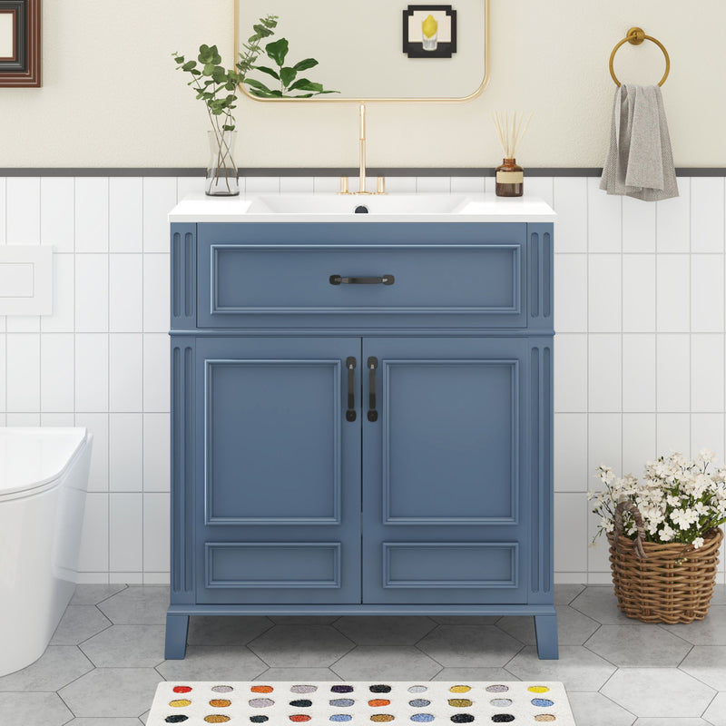 Bathroom Vanity With Sink Storage Cabinet - Blue