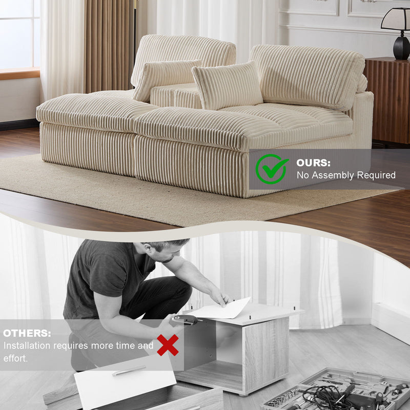 Double Chaise Lounge Chair, Oversized Upholstered Sleeper Cloud Couch