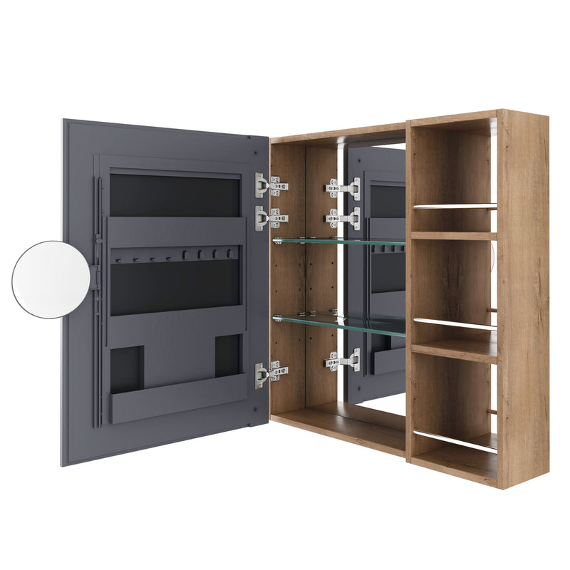 29.63" Wall Mounted Bathroom Cabinet With Adjustable Shelves - Imitative Oak