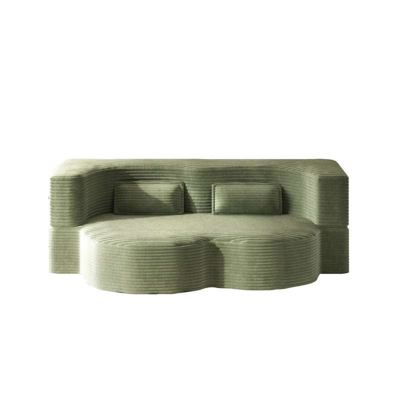 Modern Floor Sofa With 2 Pillows, Convertible Twin Size Folding Mattress For Living Room