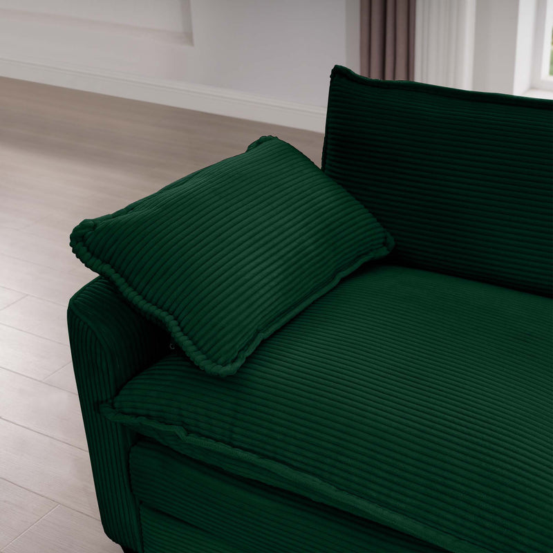 Mid-Century Modern 3 Seater Sectional Sofa With Arm And Throw Pillows