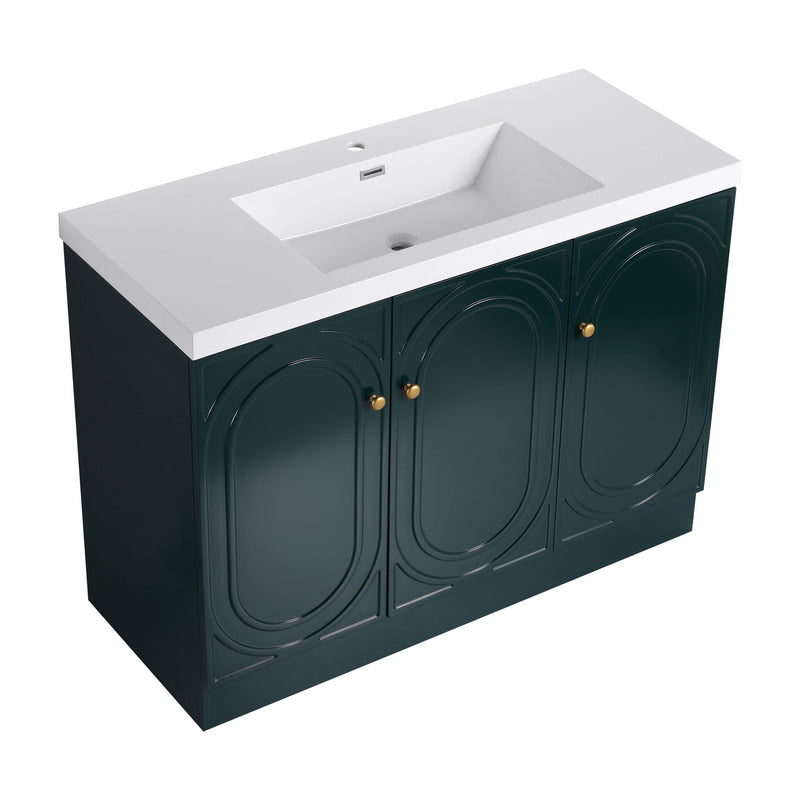 Contemporary Freestanding Bathroom Vanity With Resin Sink & Soft-Close Cabinet Doors