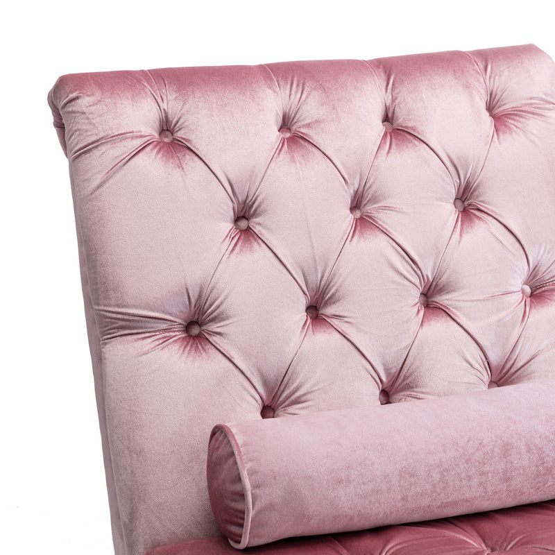 Chaise Lounge Indoor, Button Tufted Upholstered Chaise Lounge Chair With Pillow