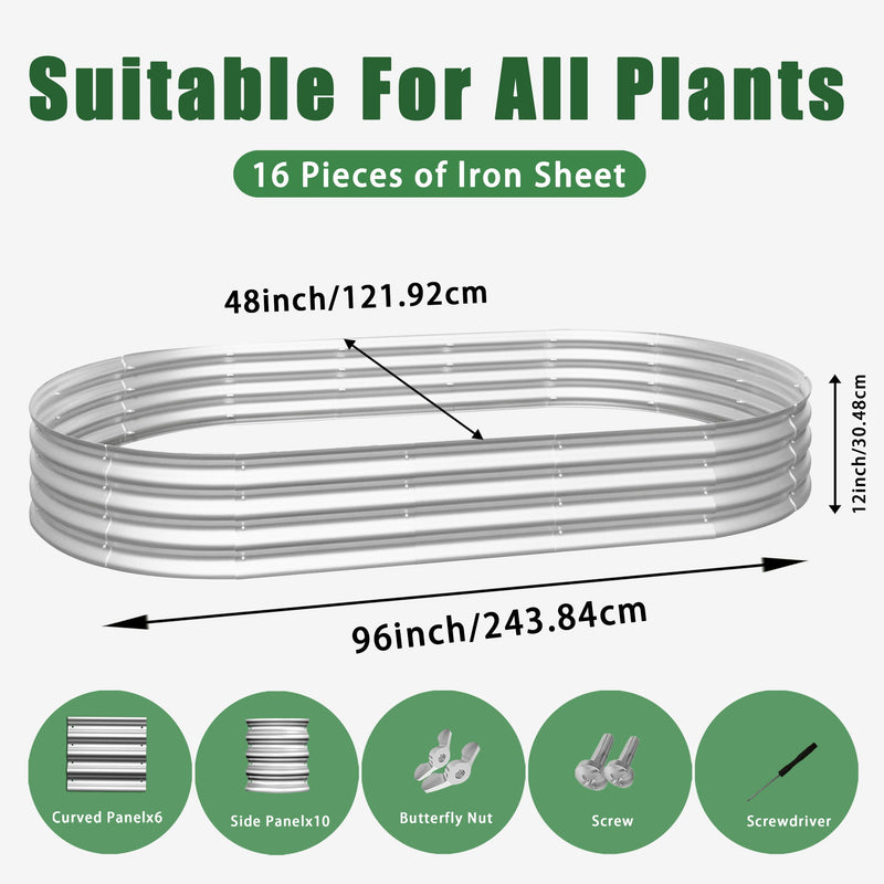 Heavy Duty Galvanized Raised Garden Bed Kit For Vegetables, Flowers & Herbs