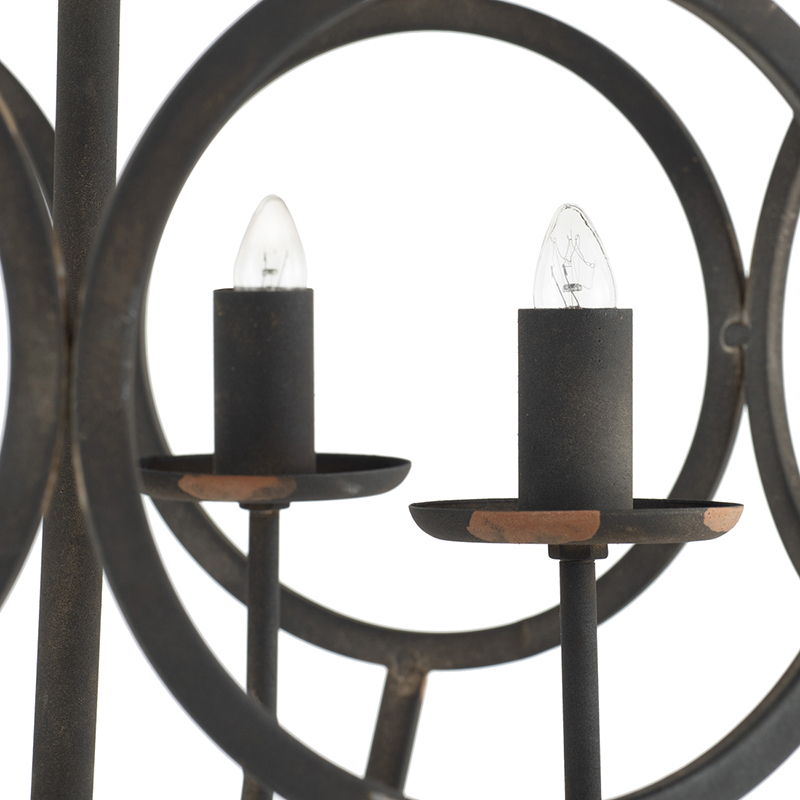 4 Light Metal Chandelier, Hanging Light Fixture With Adjustable Chain For Kitchen, Bulb Not Included - Black